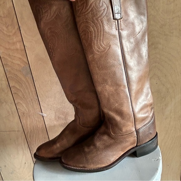 Old West Women's Riding Boot Round Toe Womans Brown  Lb1624 sz 6.5 - Picture 5 of 14